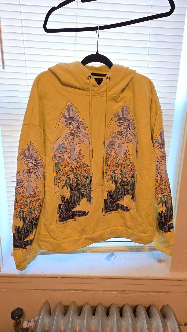 Who Decides War Stained Glass Cathedral Heart Hoodie in Yellow